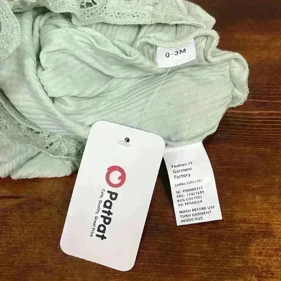 Baby Girl Dress | Pastel Green and Lace Baby Romper - Picture 5 of 5